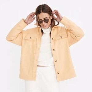 Madewell Brushed Herringbone Knit Shirt‎ Jacket in Candle Flame Size Medium